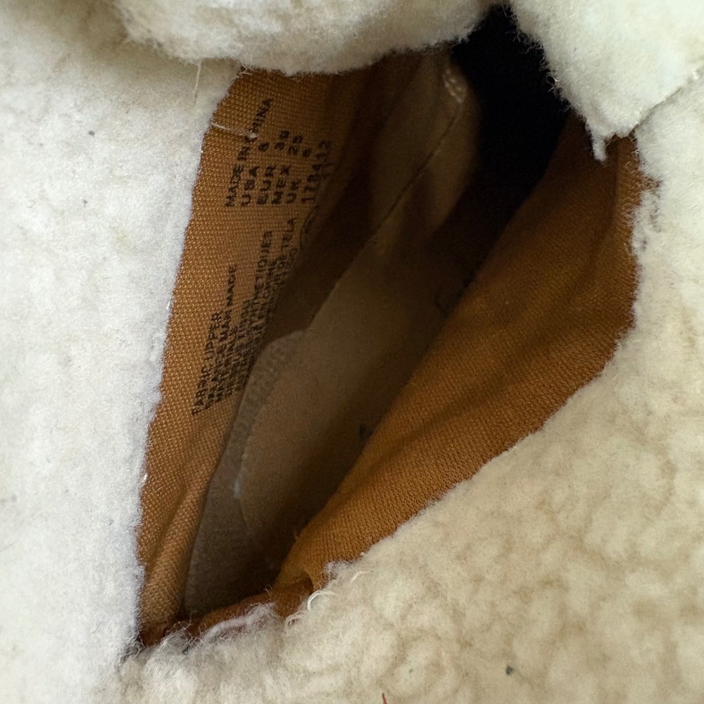 American Eagle Women's 8 Tan Suede Faux Fur Lined Heeled Ankle Boots Cozy Winter - Picture 9 of 11